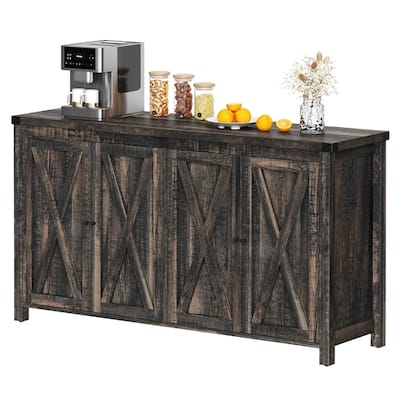 Moasis 55-inch Farmhouse Four-Door Buffet Cabinet Storage Kitchen Sideboard Buffet Table