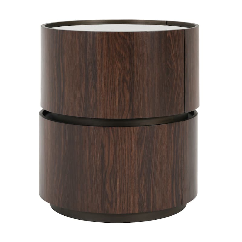 Christopher Knight Home - MDF Italian High-Grade Double-Layer Storage Oval Side Table,