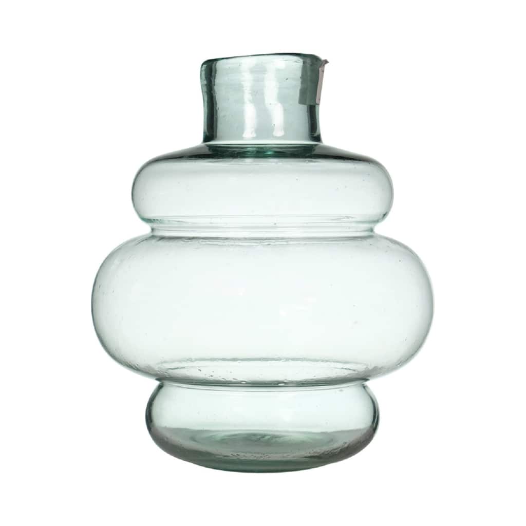 Transparent Narrow Neck Recycled Glass Vase - 10" - Clear