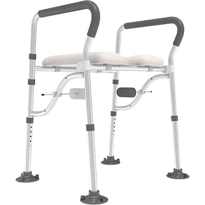 Raised Toilet Seat for Elderly, Height Adjustable Toilet Safety Chair for Handicapped, Supports Up to 300lbs