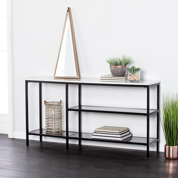 Holly & martin corman narrow black store and grey faux marble console table