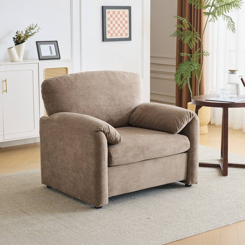 Modern Elephant Ears Armchair Accent Sofa Comfortable Seating for Living Room & Bedroom - Khaki
