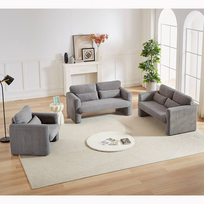 Corduroy Fabric Free Combination Sofa Set w/Support Pillow