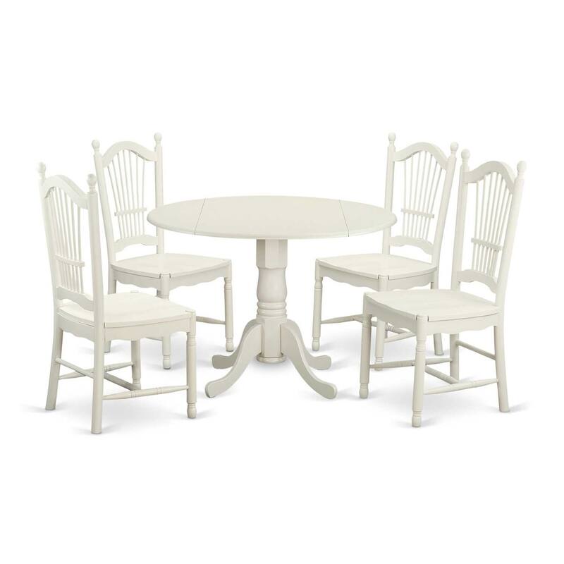 HomeStock 5-Piece Round Buttermilk and Cherry Finish Solid Wood Top Dining table with 4 Chairs