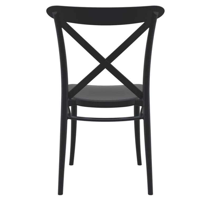 34.25" Black Patio Cross Armless Dining Chair