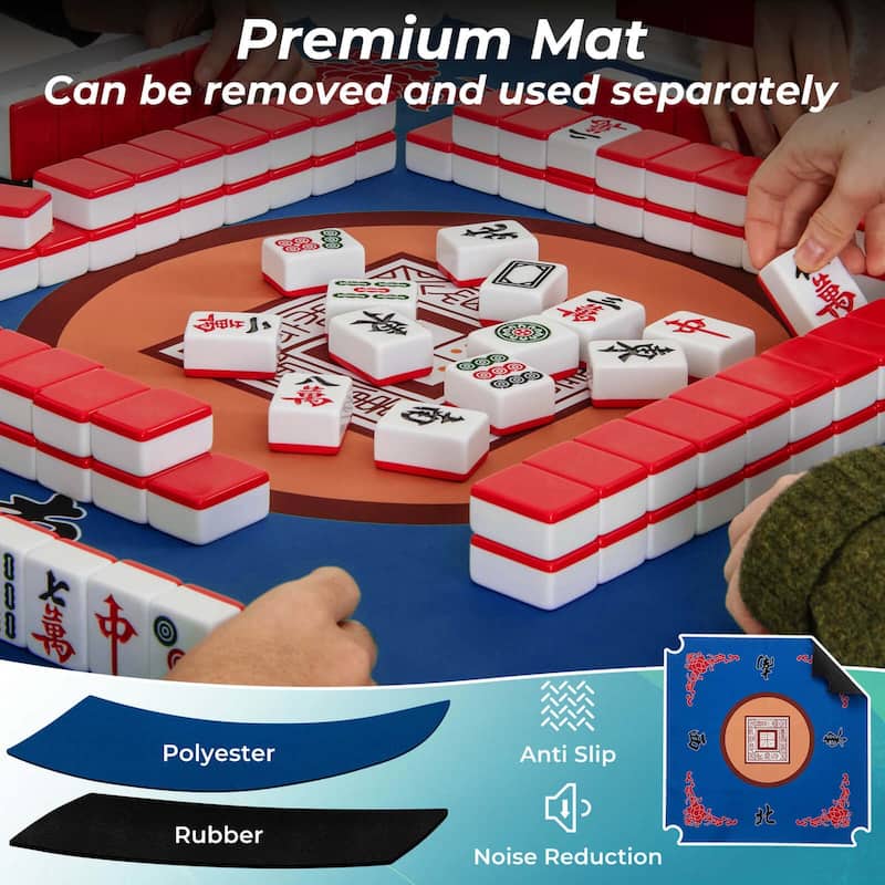 Costway 35" Folding Mahjong Table with Cup Holders & Smooth Felt Mat - See Details