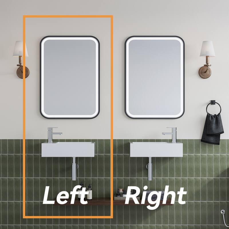 HOROW Left-Handed White Ceramic Wall-Mounted Rectangular Vessel Sink in Porcelain - N/A