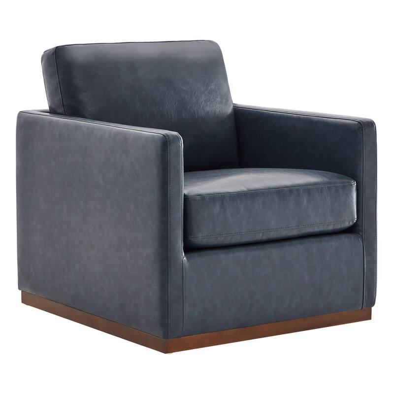 Spruce & Spring Modern Swivel Accent Chair with Wooden Base