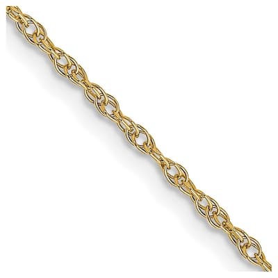 Curata 14k Yellow Gold Solid 1.05mm Carded Cable Rope Chain Necklace Options: 16 18 20 24
