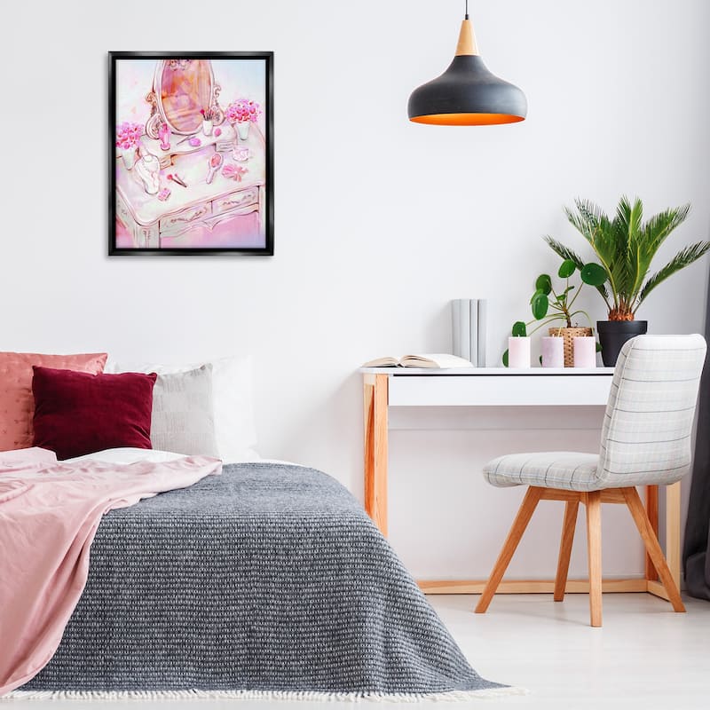 Stupell Pastel Pink Vanity View Framed Floater Canvas Wall Art Design By Ziwei Li