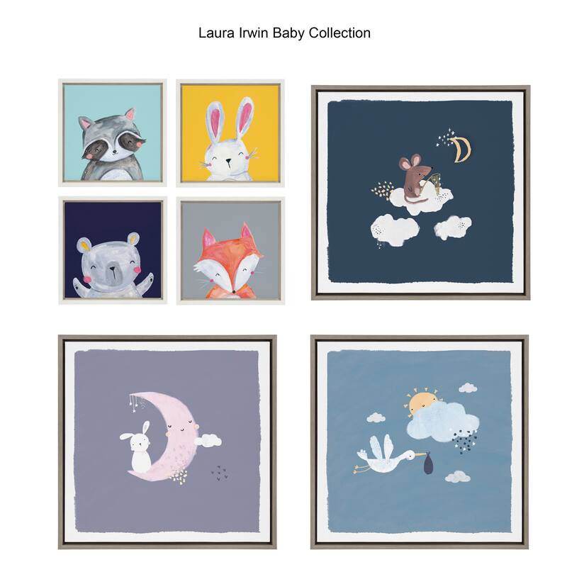 Kate and Laurel Sylvie Inky Hippo Framed Canvas by Lauradidthis