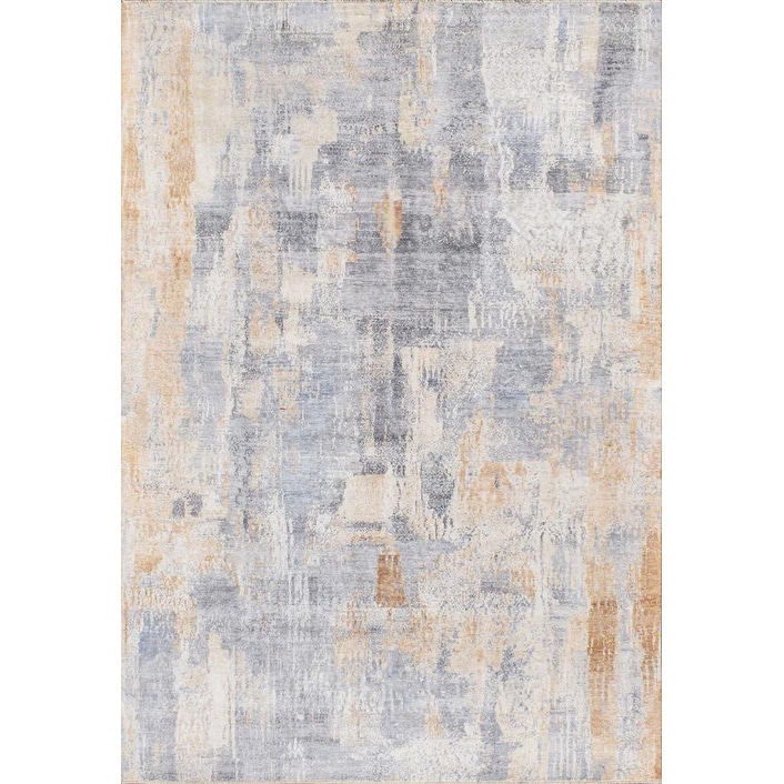 Fine Pure Silk hand-knotted Silk Beige/Gray Area Rug - 8' x 10'