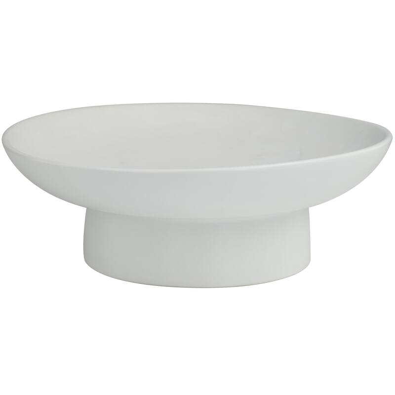 Ceramic Wide Decorative Bowl with Elevated Base - Black or White - Roche River Decor - White - 15"W, 6"H