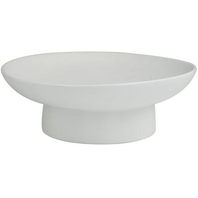Ceramic Wide Decorative Bowl with Elevated Base - Black or White - Roche River Decor