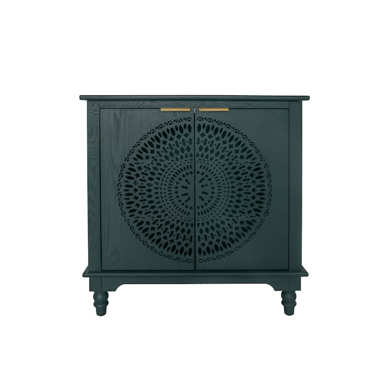 Hollow-Carved 2 Door Accent Cabinet