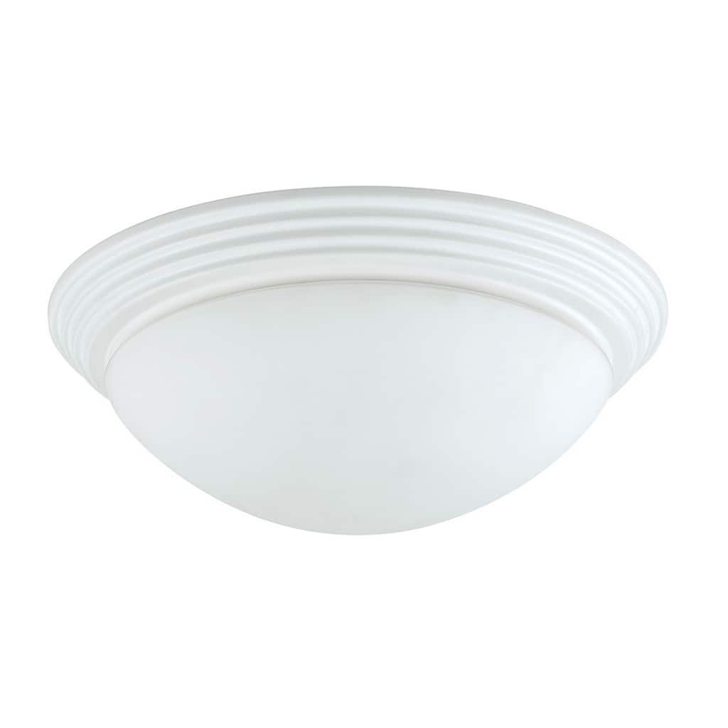 Dome Shaped Glass Ceiling Lamp with Hardwired Switch, White and Clear
