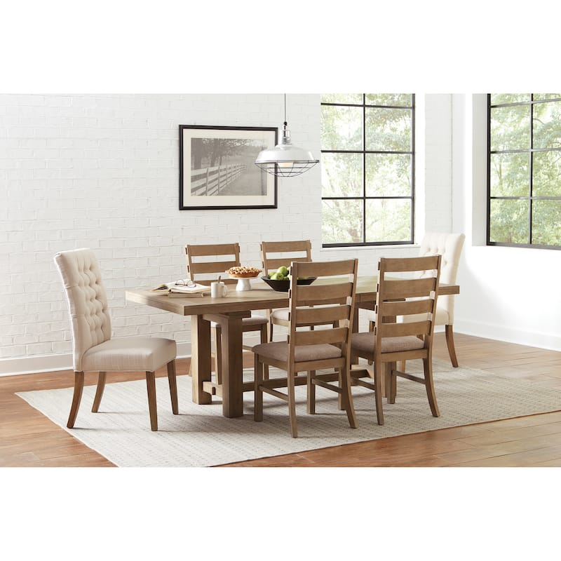 Arbor Oatmeal and Oak Tufted Back Chairs (Set of 8)