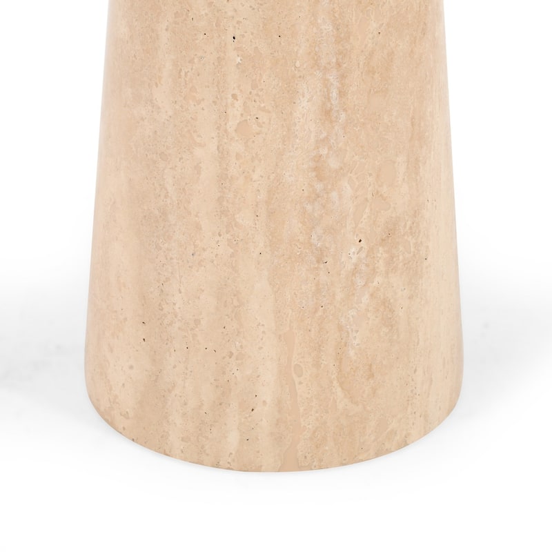 Round Marble Top Pedestal End Table - 24" - Beige