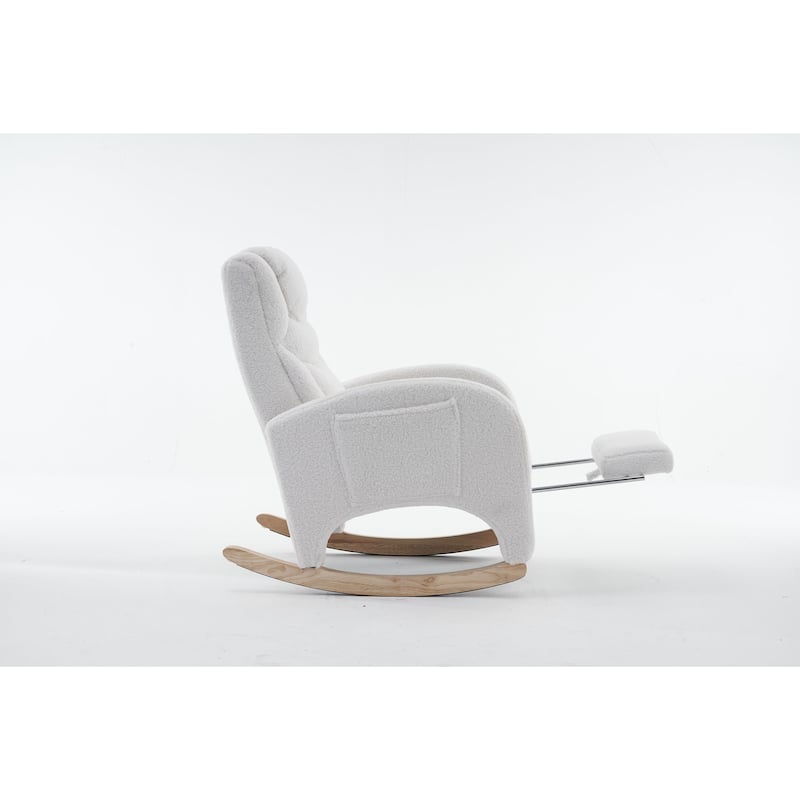 Fabric Nursery Rocking Chair With Adjustable Footrest