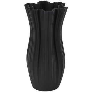 Ceramic Abstract Ribbed Tulip Inspired Decorative Vase with Floral ...