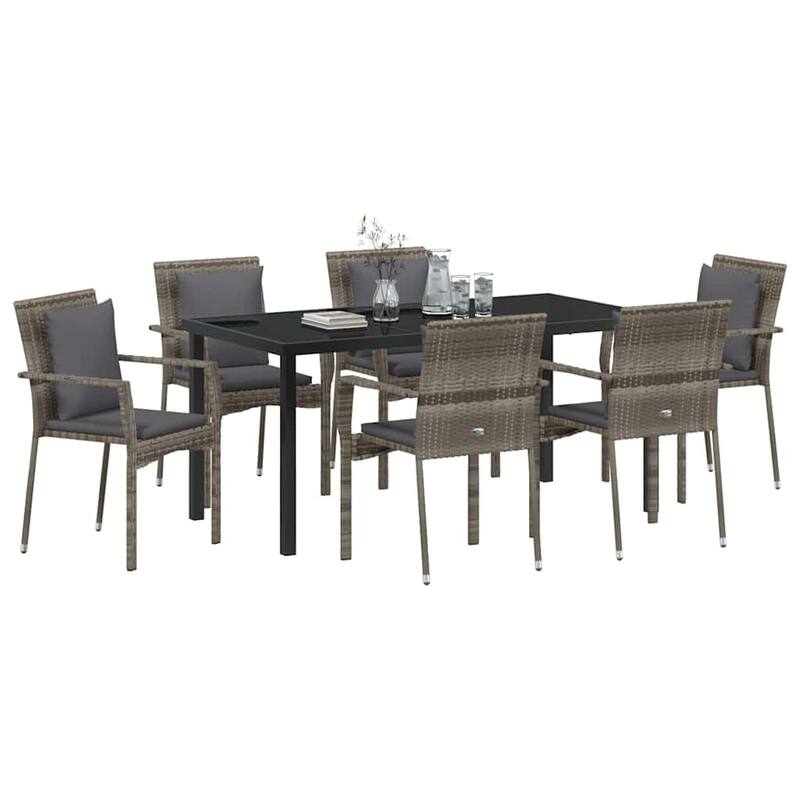 vidaXL Garden Dining Set with Cushion Poly Rattan