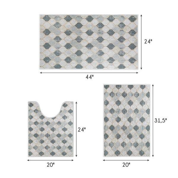 Bathroom Rugs 3 Piece Set Non Slip Ultra Thin Bath Rugs For Bathroom Floor Washable Cotton Bathroom Mats Set Geometric Overstock 32732862