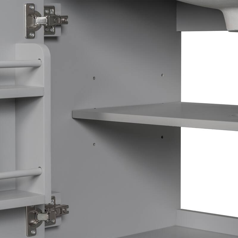 29.5" White Bathroom Vanity Cabinet Base with Adjustable Shelf, 1 Drawer & 2 Doors, Freestanding, Solid Wood
