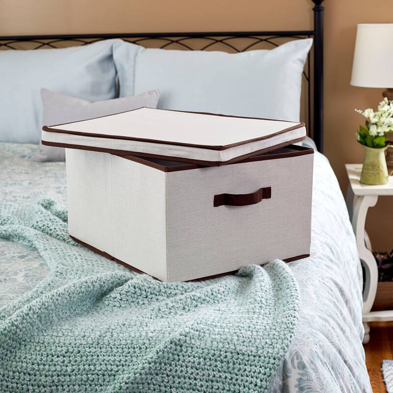 Household Essentials Poly-Cotton Canvas Storage Bin with Lid