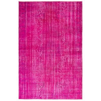 ECARPETGALLERY Hand-knotted Color Transition Dark Pink Wool Rug - 5'8 x 8'11