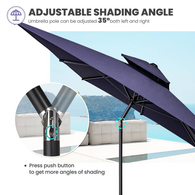 Crestlive 9 x 5 FT Double Top Patio Outdoor Market Umbrella Table Umbrella, Base Not Included