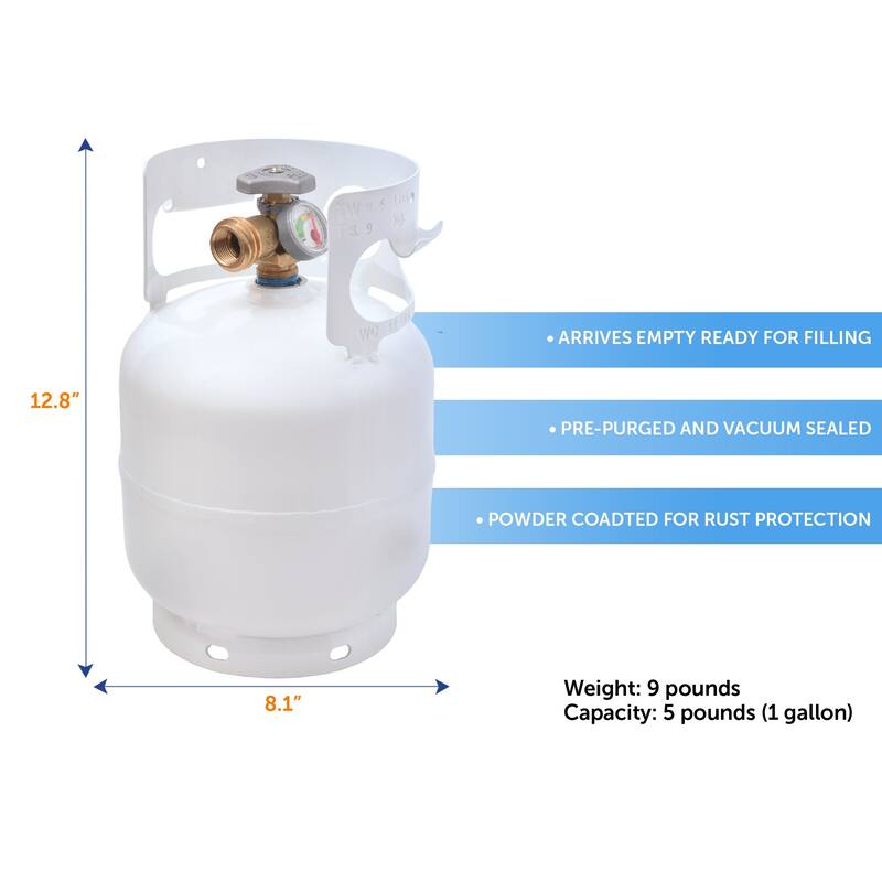 Flame King 5LB Steel Propane LP Tank Cylinder with Gauge & OPD Valves