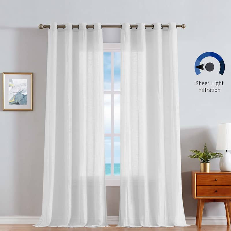 Nautica Cordelia Crushed Sheer Grommet Extra Wide Curtains (Set of 2)