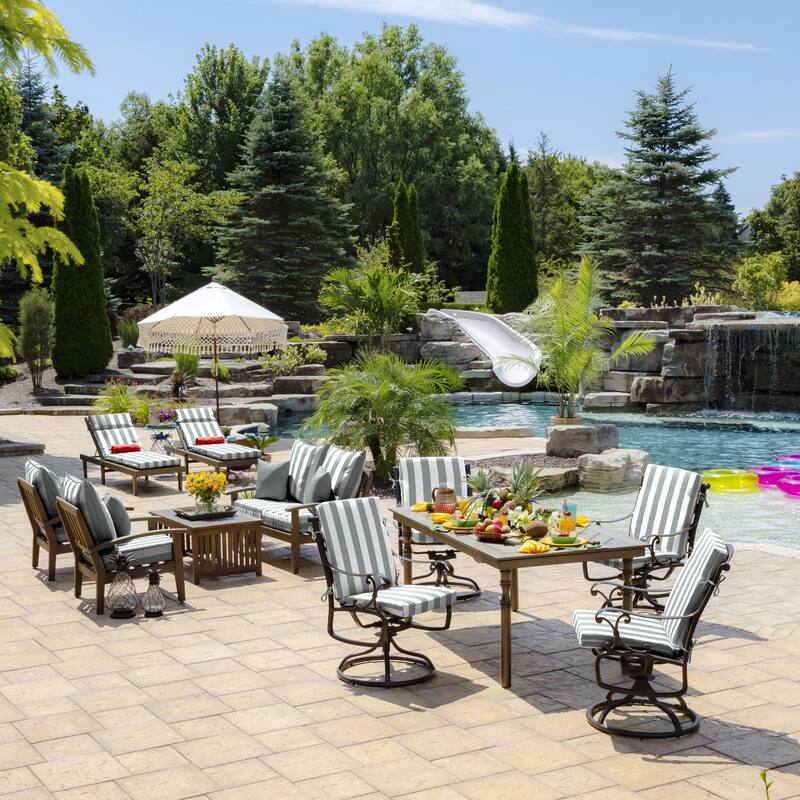 ARDEN Outdoor Cabana Stripe 44 x 20 in. High Back Dining Chair Cushion