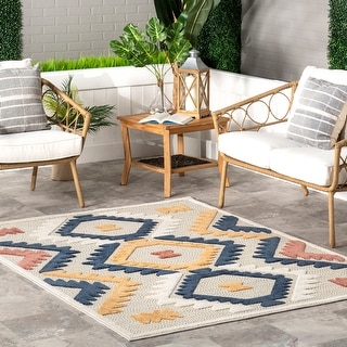 Raised Pattern Rugs Nuloom Valen Raised Geometric Indoor/Outdoor Area Rug - Bed Bath ...
