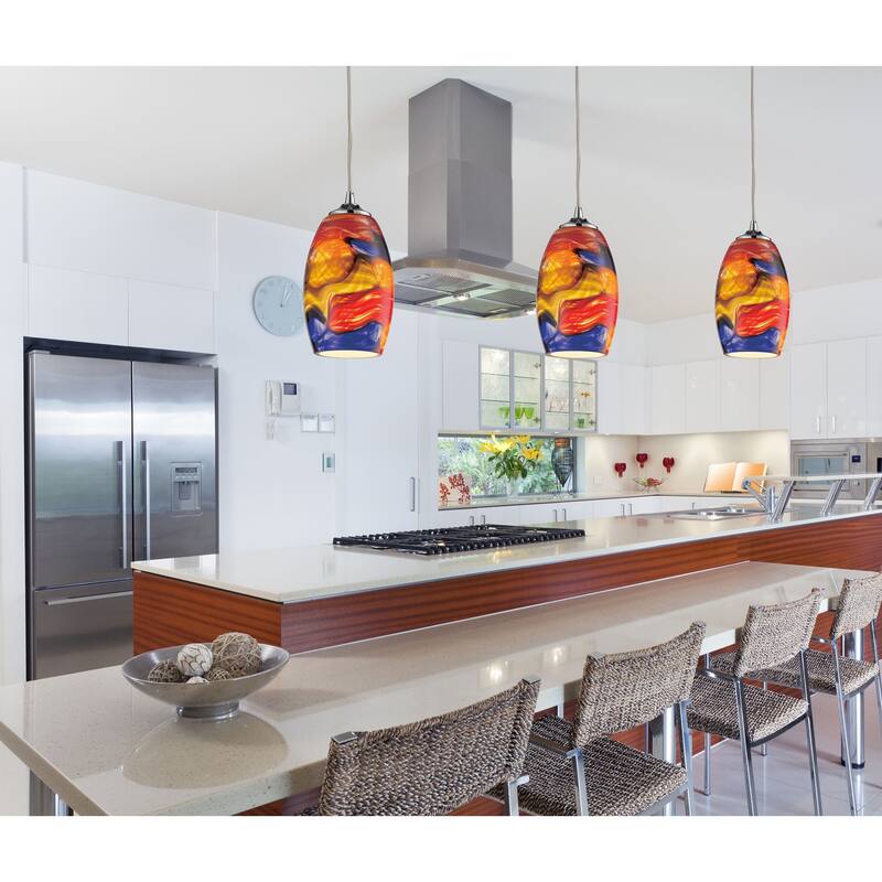 Elk Home Surrealist Chrome With Multicolor Glass 1 Light Pendant - 9"H x 5"D