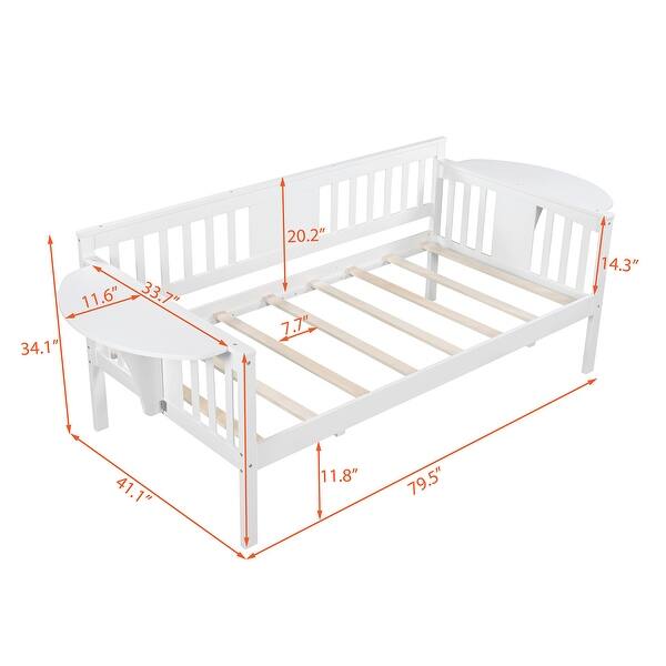 dimension image slide 2 of 3, Roomfitters Twin Size Daybed with Sturdy Wood Slat Support, Stylish and Functional Design for Compact Spaces