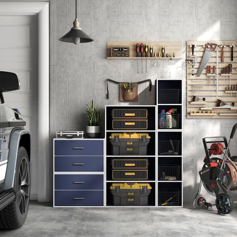 DH BASIC Modern Wood Customizable Stackable Storage Organizer - Cube Shelves, Drawer Cabinet, Bookcase with Doors by Denhour
