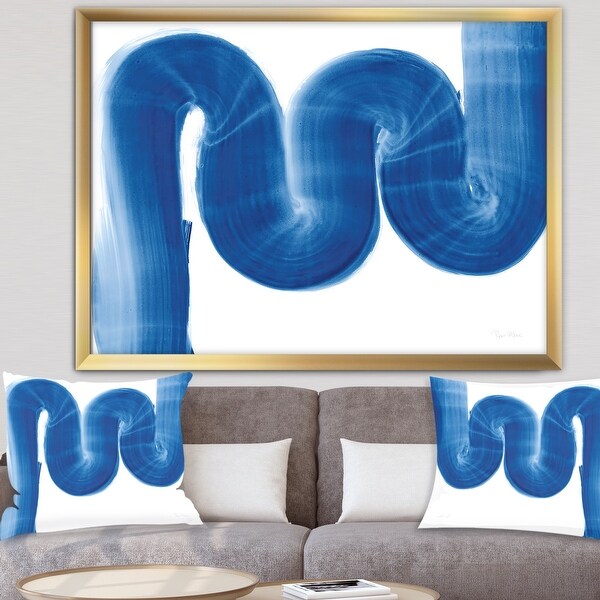 Designart 'Blue Geometric S Curve' Modern Transitional Framed Art Print. Opens flyout.