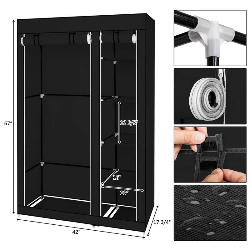68" Portable Clothes Closet Non-woven Fabric Organizer Closet