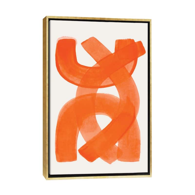 iCanvas "Orange Brush Strokes" by EnShape Framed Canvas Print - Gold - 26x18