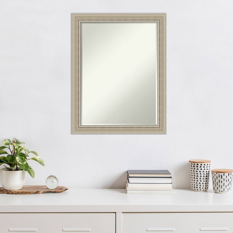 Mezzo Silver Half-Inch-Bevel Wood Framed Wall Mirror - Mezzo Silver - Glass Size 18x24