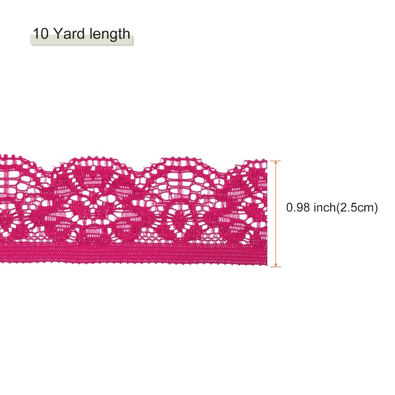 Lace Trim Lace Ribbon for Clothes Fabric Wedding Decoration Gift Wrap - Rose Red