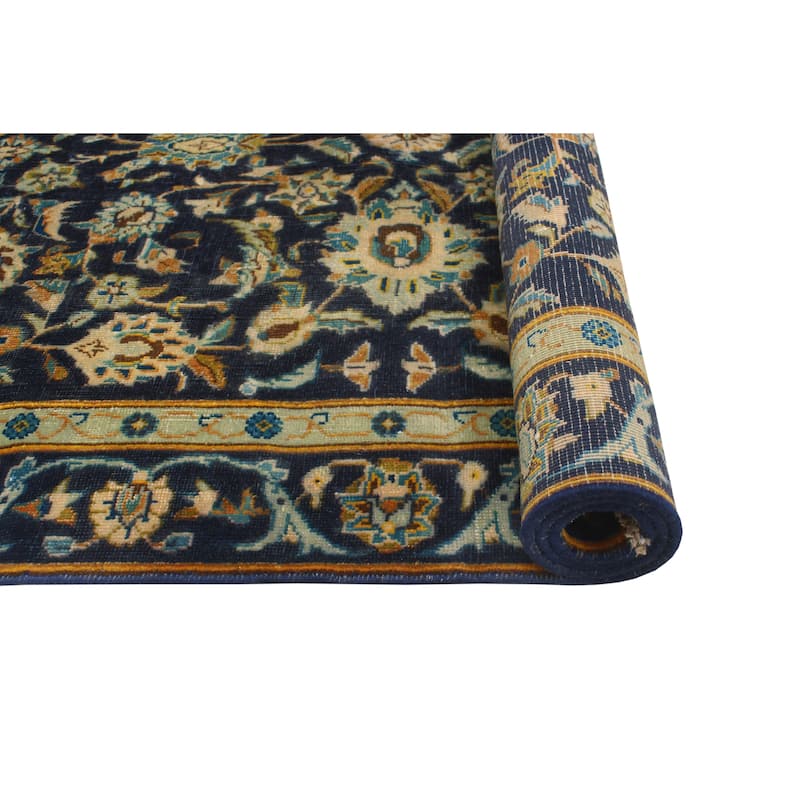 Fine Vintage Distressed Arthur Navy/Beige Rug - 3'9" x 6'3"