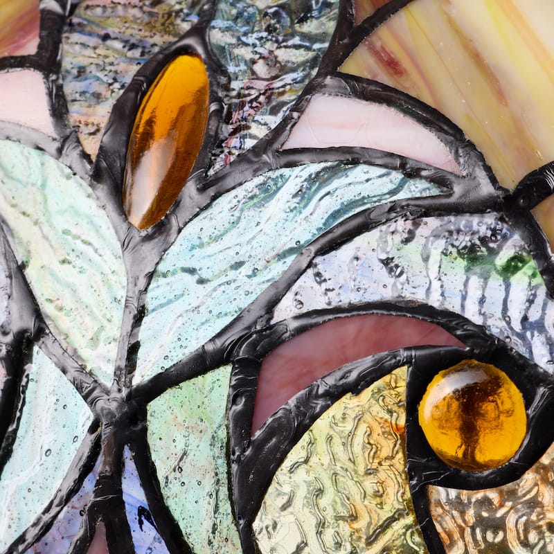 Halston River of Goods Double Lit Stained Glass 24.5-Inch Table Lamp - 18" X 18" X 24.5"