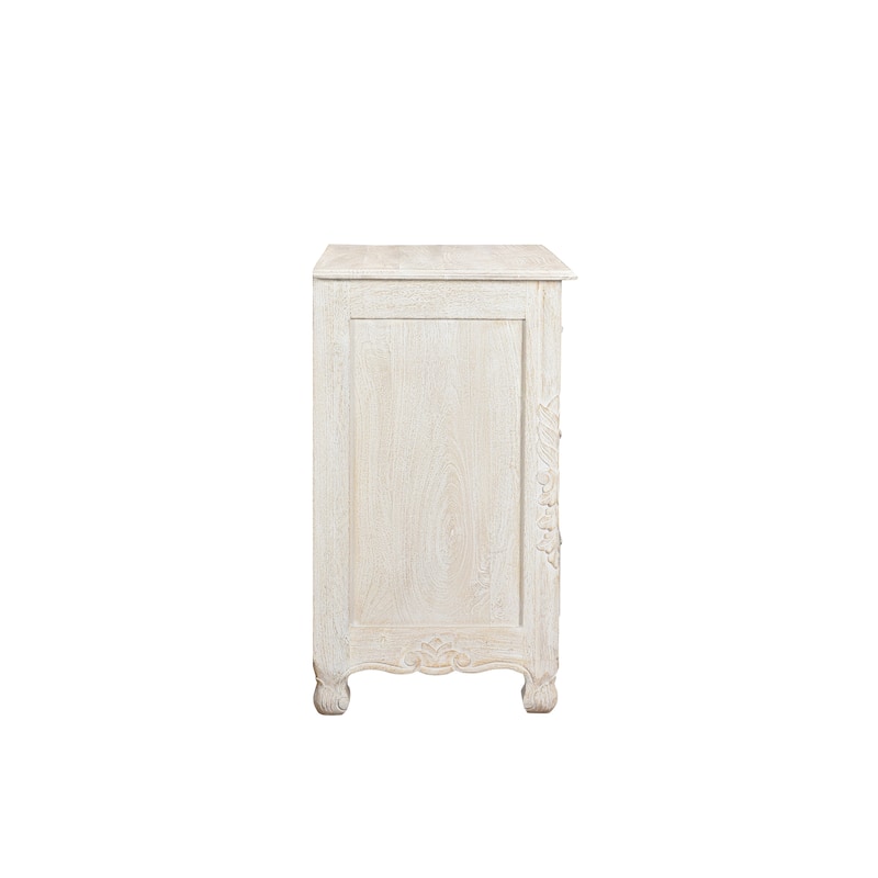Florence Floral Carved Wood 3-Drawer Nightstand