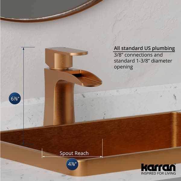 dimension image slide 2 of 3, Karran Kassel Single Hole Single Handle Basin Bathroom Faucet with Matching Pop-up Drain