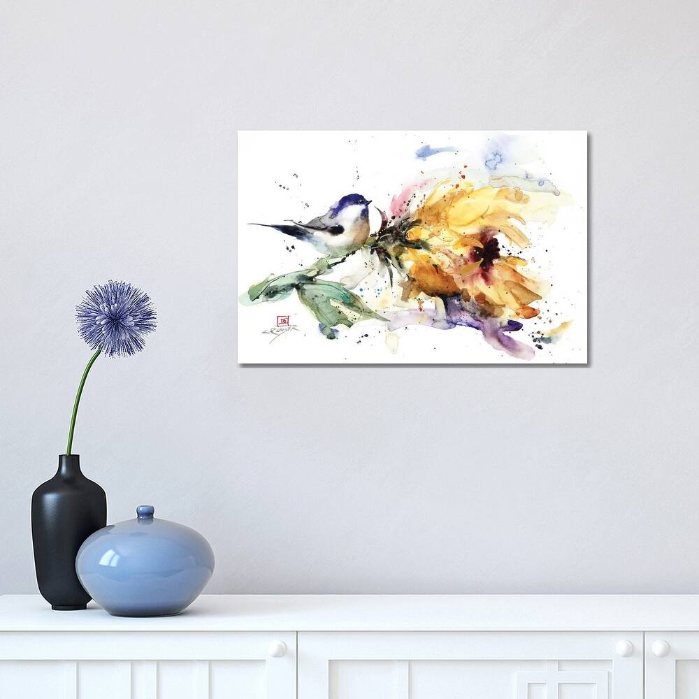 iCanvas "Chickadee and Sunflower" by Dean Crouser Canvas Print