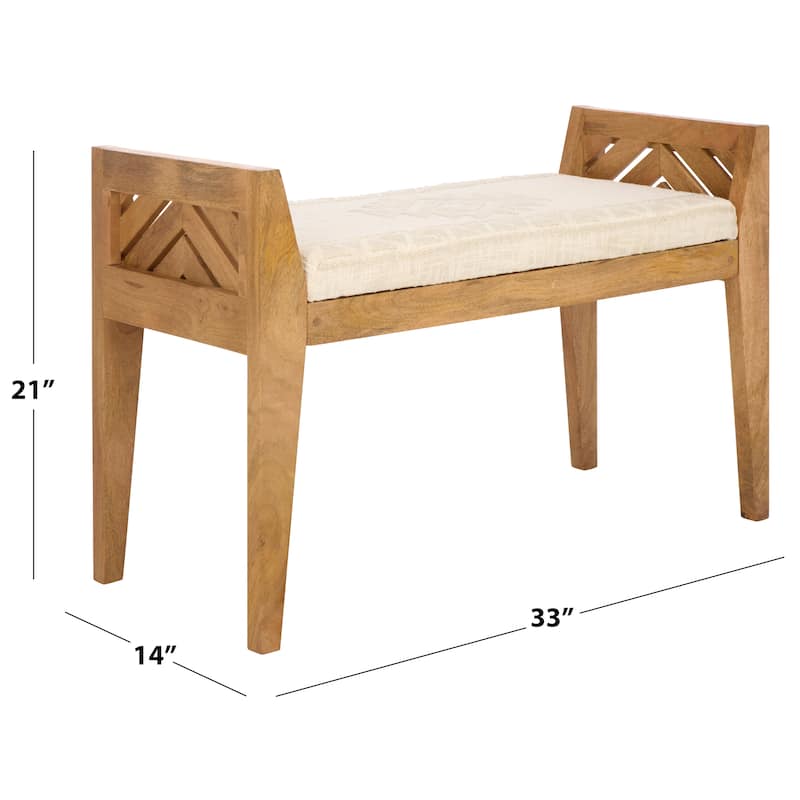 SAFAVIEH Home Hamburg Wood Bench - 33"W x 14"D x 21"H