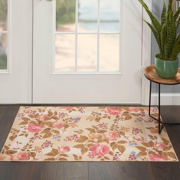 slide 2 of 4, Nourison Water Colors Indoor only Floral Area Rug Beige - 2' 3" x 3' 9" - Rectangle
