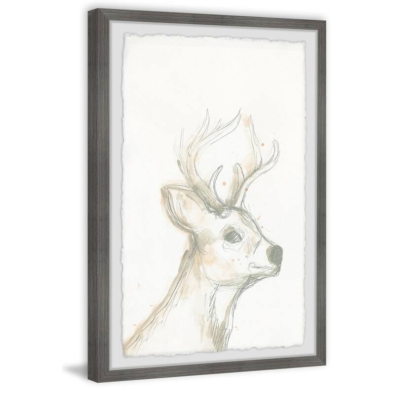 Deer Cameo IV Framed Wall Art, Elegant Home Touch - Sophisticated Artwork for Refined Décor